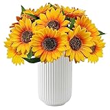 Joyerace12PCS Artificial Sunflower Flowers, Single Stem Silk Fake Sunflowers for Outdoor Wedding Birthday Party Home Decor- NO VASE