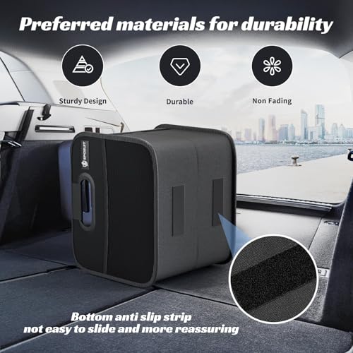Image of Sposuit Trunk Organizer for Car - Split Car Storage Organizer, Black, 2 Pcs | Reinforced Handles, Collapsible Small Trunk Storage, SUV Trunk Organizers for Grocery Cargo, Non-Slip Bottom