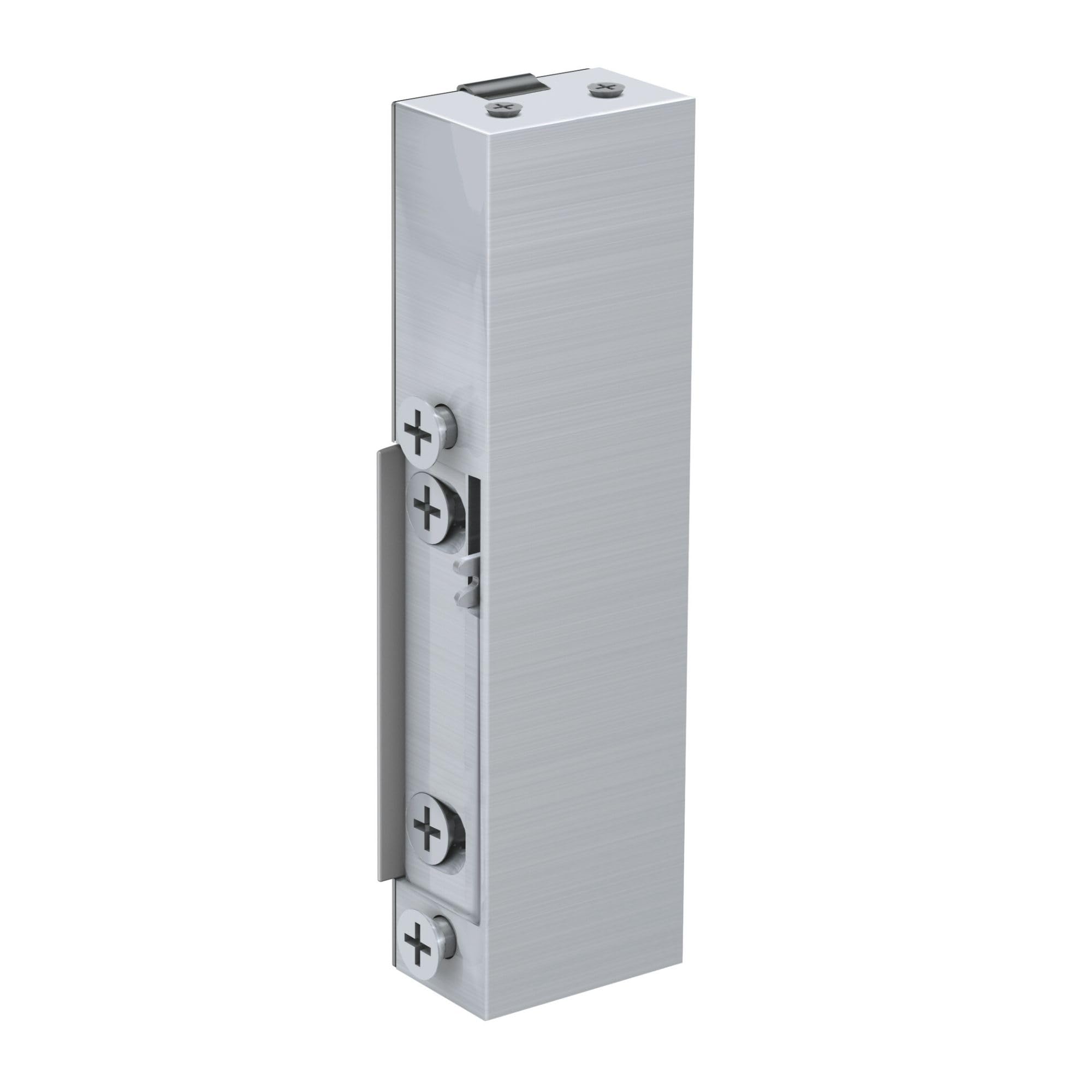 BASI | Elektrischer Türöffner | Asymmetrisch | Für DIN rechts Türen | Mit mechanischer Entriegelung | 6-12 Volt | Extra Flache Bauform 16,5 mm Silber