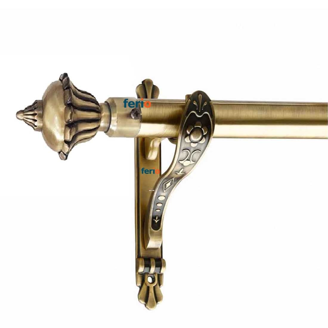 FERIO Antique Brass Zinc Alloy Rajawadi Finish Curtain Bracket Set and Curtain Finial for Door and Window Rod Support Fittings 1 Inch Rod (Window Rod Holder 2 Pcs and Curtain Finial 2 Pcs) — Amazon image 6