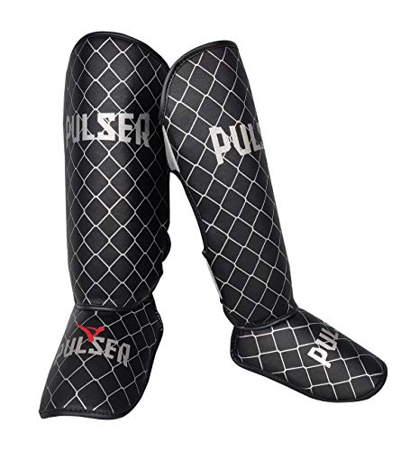 Caneleira Protetor Canela Muay Thai KickBoxing - Preto Grade - Pulser