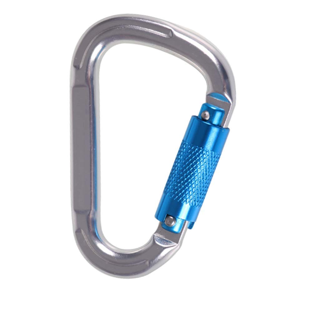 Mousqueton en Acier Inoxydable Clip Clip Crochet 2pcs Clip de Mousqueton en Acier Inoxydable Clip de Retenue 25kn Aluminium Ultra-léger Verrouillage Automatique Camping Super Durable (Bleu,114x73mm)