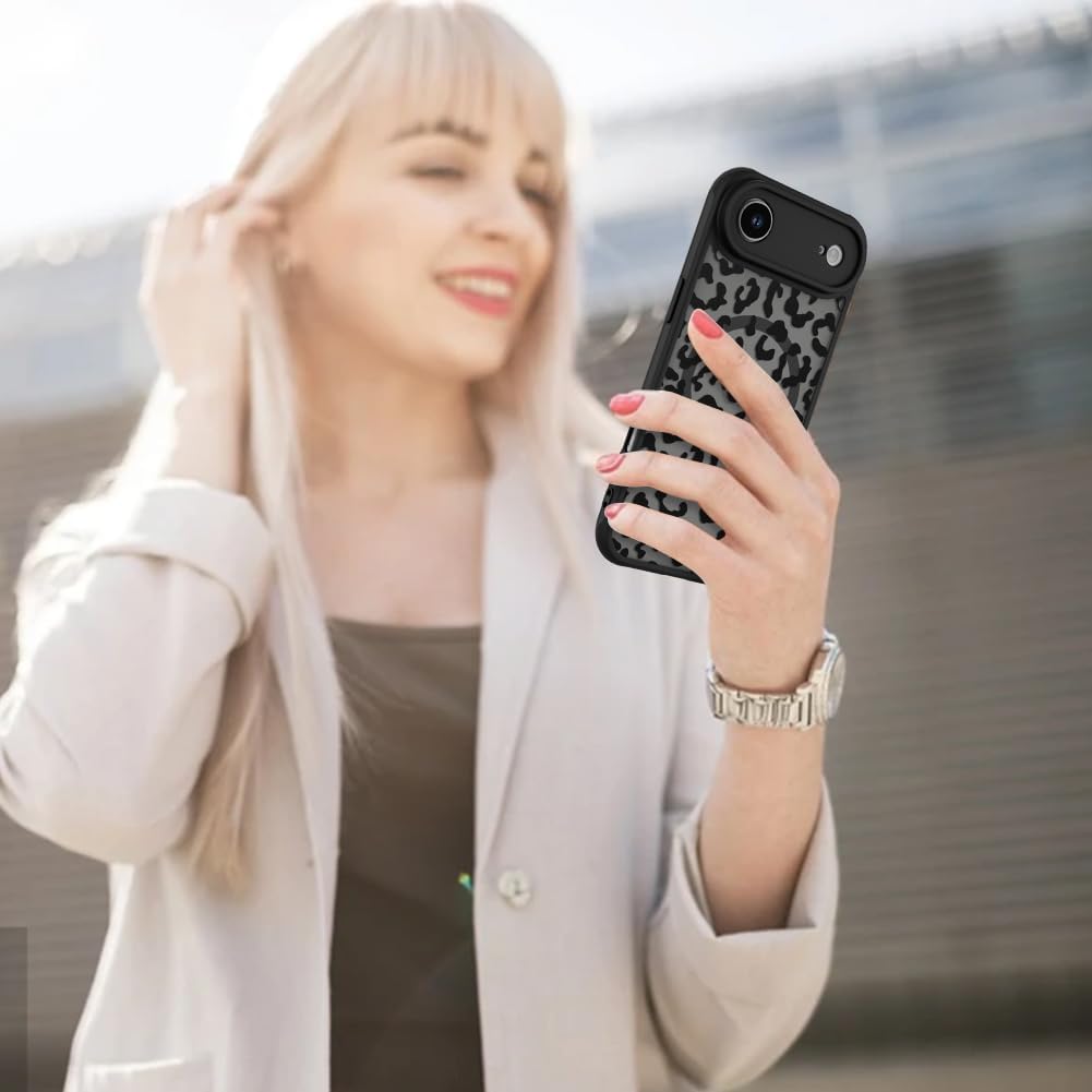 AIGOMARA Case Made for iPhone Air [Compatible with MagSafe] Black Leopard Pattern Design for Women Girls Men Soft TPU Bumper Hard PC Back Anti-Fall Shockproof Protective Slim Magnetic Cover - Image 6