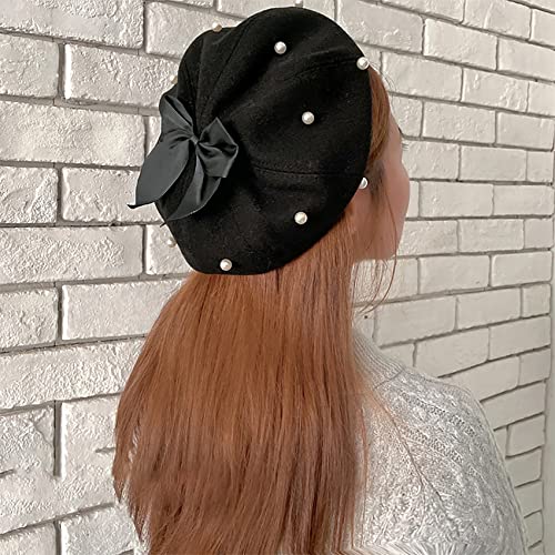 Rarityus Women Girls Wool French Aritist Beret Hat Fashion Bowknot Cap Adjustable Winter Warm Beanie For Kids Girls (8 To 18Y) #TOP5