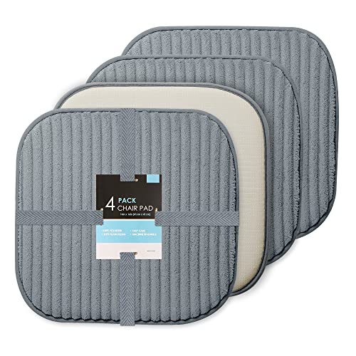 Bsaoutz Dining Chair Cushion, Kitchen Chair Cushion Set Of 4, Stripe Non Slip With Washable Outer Liner Chair Pad For Dining Chair, Desk, Outdoor Chair, Kitchen Table, 16X16 Grey #TOP8