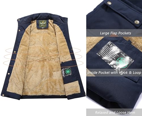 VtuAOL Men's Outerwear Vest for Men Winter Puffer Vests Fleece Lined Outdoor Warm Sleeveless Jackets3