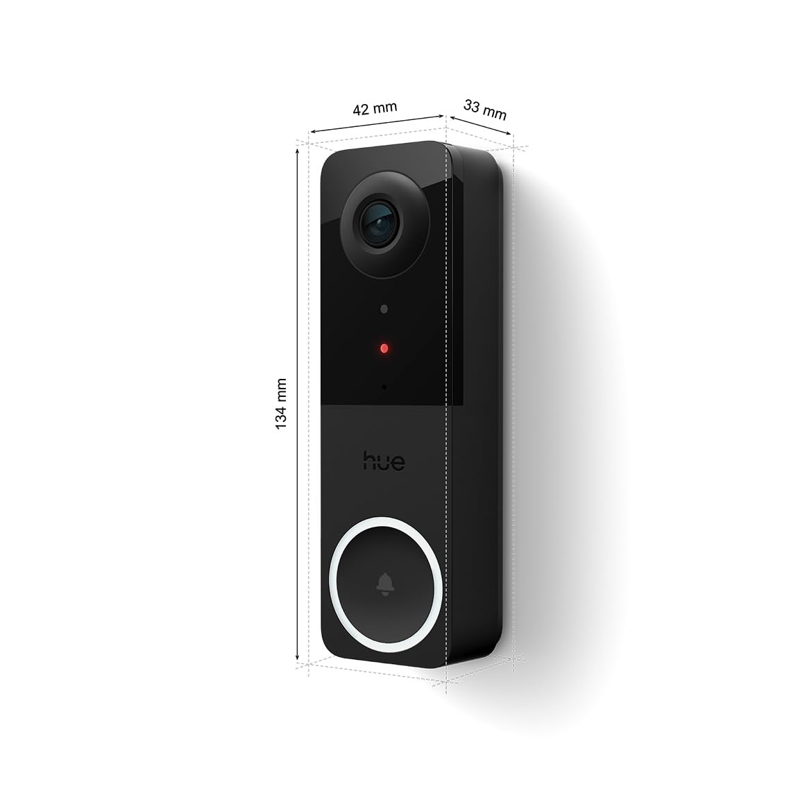 Philips Hue Secure Inteligentny dzwonek wideo, 2K, szeroki kąt, powiadomienia, integracja z oświetleniem Hue, rozmowa dwukierunkowa, realistycznie oddane kolory, noktowizor, czarny