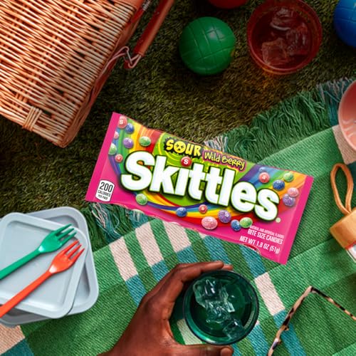 SKITTLES SOURS Wild Berry Chewy Sour Candy Bag, 1.8-Oz, 24 Ct Snacks Bulk - image 5