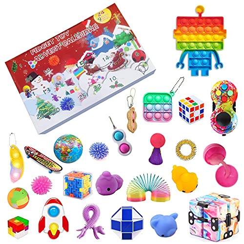 Advent Calendars Toy for Kid, Fidget Toy Box, Christmas Advent Calendar Fidget Toy Pack, Sensory Squeeze Fidget Toy Set for Xmas Party Favor(Fidget Toy-2)