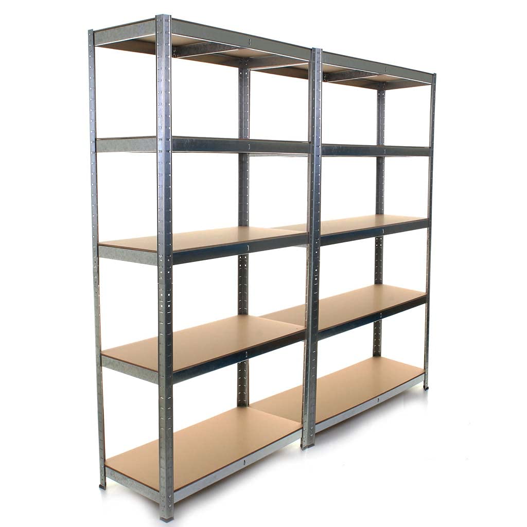 Scaffalatura per garage in metallo resistente, 5 ripiani, in acciaio, capacità 175 kg per ripiano, carico totale 875 kg, soluzione di stoccaggio zincata per garage