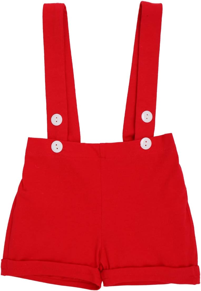 IMEKIS Toddler Baby Boys Red Outfit Bowtie Romper Overalls Shorts 1st Birthday Cake Smash Photo Shoot Clothes - Image 4