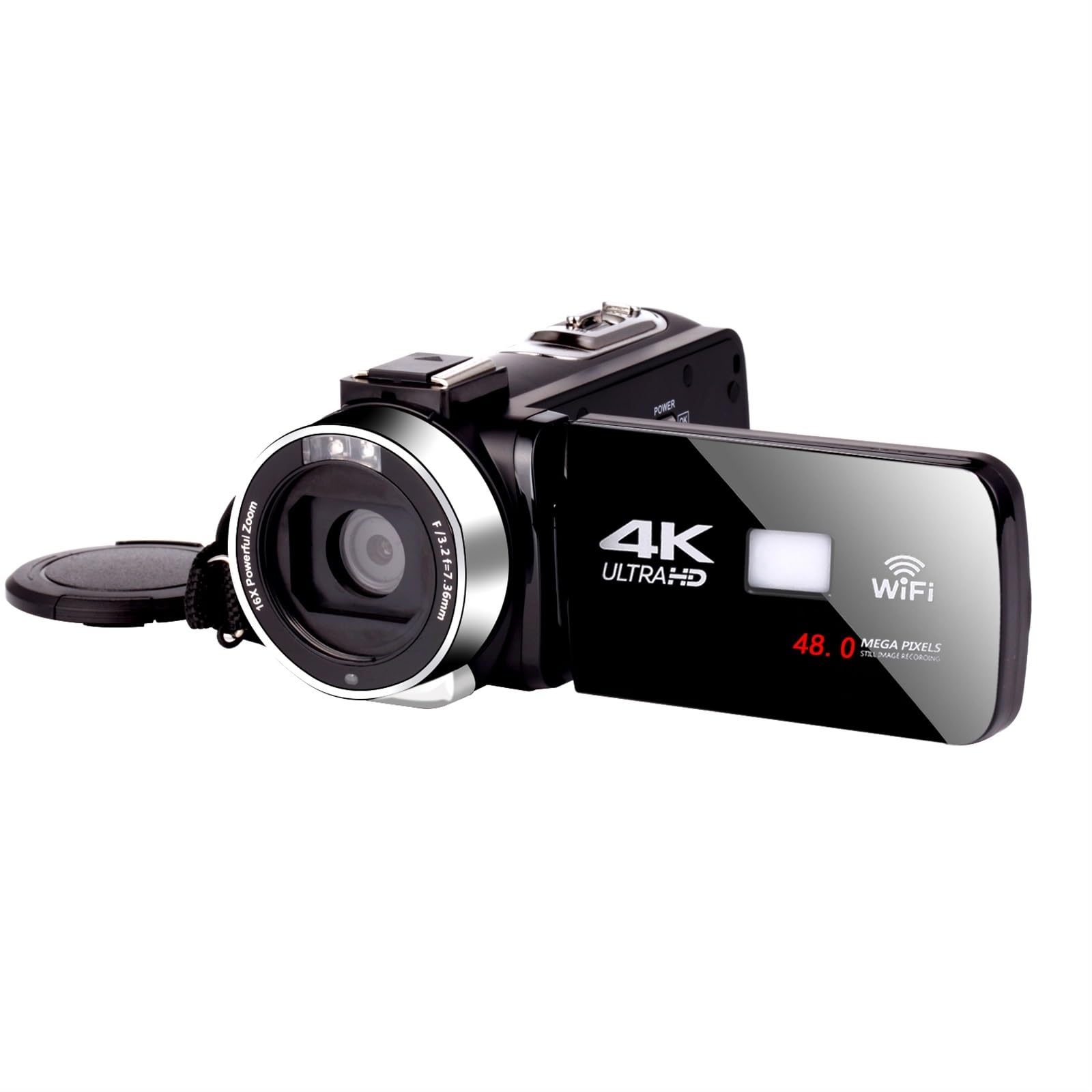 DELURA 18X Zoom 4K UHD Camcorder Live Streaming WiFi Webcam Videocamere for La Fotografia Visione Notturna IR All'aperto Telecamera HD (Size : No SD Card)