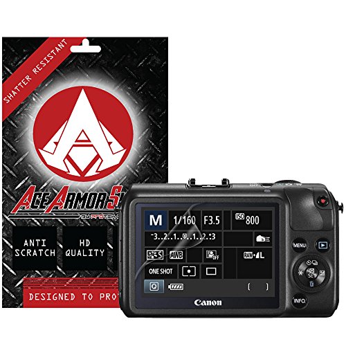 Ace Armor Shield Shatter Resistant Screen Protector for the Canon EOS M / Military Grade / High Definition / Maximum Screen Coverage / Supreme Touch Sensitivity /Dry or Wet Easy Installation with free lifetime replacement warranty