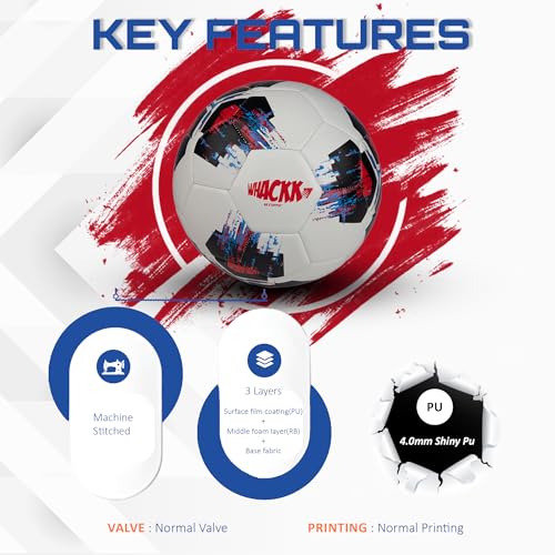 Image of WHACKK Zico HT-PU Football Size 5 Soccerball Hand Stitched for Practice & Training - Original PVC Waterproof. 3 Layered Ideal Sports Ball for All Ages on Ground, Grass and Turf