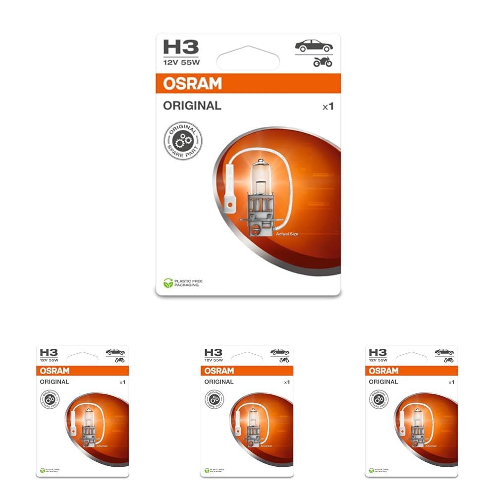 Osram H3 Glühlampe Fernscheinwerfer 55W Fernlicht Birne 64151-1BL (Packung mit 4)