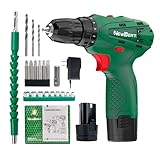 NEWBEAT Power Drill Set, 12V Cordless Drill with 2 Battery and Charger, 2 Variable Speed, 18+1 Torque Setting, Tools for Home and DIY Project