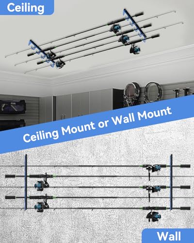 Fishing Pole Holders - 10 Rod Holder Storage for Wall & Garage, Fits Most Rods image 12