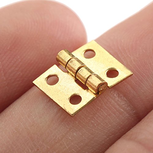 20Pcs Brass Hinges Mini Hinge 1cm*0.8cm for Small Furniture Jewelry Box Decorative Bag with 80 Screws, Bright Gold - Image 3