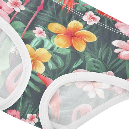 Wusikd Cute Pink Flamingos Girls' Underwear Cotton Exotic Flowers Girls Briefs Soft Toddler Underwear 2T4