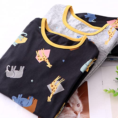 Pijama infantil para meninos de manga comprida com estampa de animais de desenho animado, 2 peças, r
