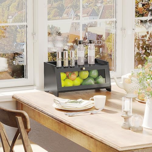 BAMBANG Bread Bin for Kitchen Countertop, Bamboo Bread Box Wooden Farmhouse Bread Storage Container, Small Breadbox Organizer for Counter Cabinet Pantry, Black - Cosy Home Interiors BAMBANG Bread Bin for Kitchen Countertop, Bamboo Bread Box Wooden Farmhouse Bread Storage Container, Small Breadbox Organizer for Counter Cabinet Pantry, Black - Image 6