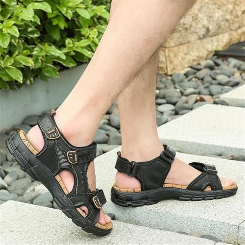 Men’S Classic Genuine Leather Outdoor Lightweight Sandal Rome Gladiator Style Fashion Casual Shoes With Hook Loop Closure4