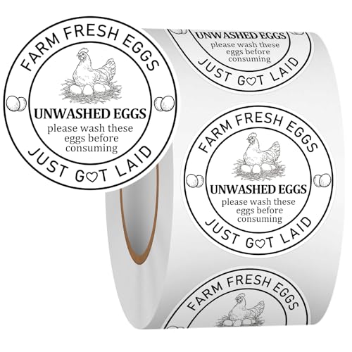 Louise Maelys 2Inch Eggs Stickers 500Pcs Farm Fresh Egg...