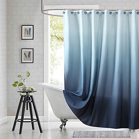 BESTRIPES Ombre Fabric Shower Curtain (72" W x 78" H, Ombre-Blue) Cover
