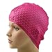 Snadulor Swimming Cap Silicone Long Hair Swim Cap Ear Wrap Waterproof Hat for Women and Men,Hot Pink