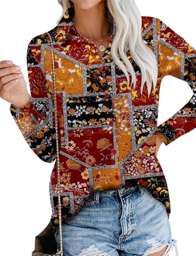 Image of Magritta Long Sleeve Shirts for Women Fashion Button Down Blouse Tops
