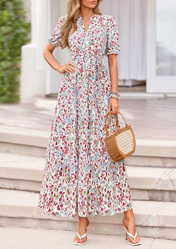Image of PRETTYGARDEN Women's Summer Boho Floral Maxi Dresses