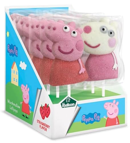 Relkon Marshmallow Lollipops PEPPA PIG, Lollis in Peppa Pig Design, 12 x 45g