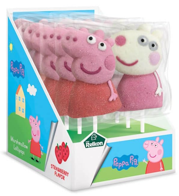 Relkon Marshmallow Lollipops PEPPA PIG, Lollis in Peppa Pig Design, 12 x 45g