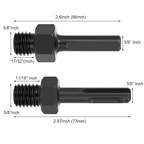 Miniatura 2 de ASNOMY 2 adaptadores de broca de núcleo de 5/8 "-11 rosca macho a 3/8" SDS Plus vástago y vástago triangular, adaptador de broca macho de 5/8