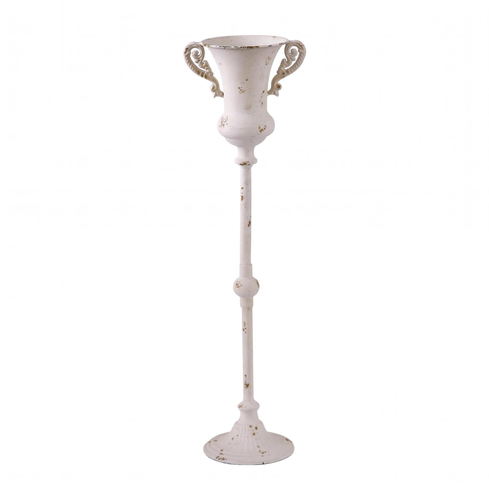 Macetero pedestal de hierro con base expandida estable para plantas en patios y hoteles