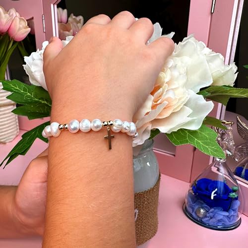 Image of Baby Crystals 14K Gold Plated Bracelets for Girls or Boys, Christening, Communion, Keepsake Birthday Jewelry, Baptism Gifts for Girl, Newborn, Toddler, Baby Bracelets for Infant Girls