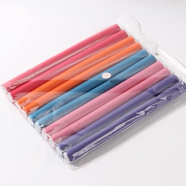 10 Pcs Flexible Hair Roller Flexible Curling Rods Heatless Curlers Long Short Medium Hair No Heat and Steel Pintail Comb for Sleeping Styling Hairdressing, DIY Hair Salon (Random Colour,2.0cm)
