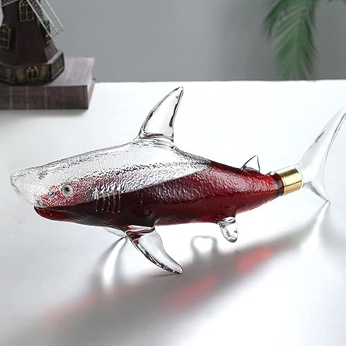 Miniatura 2 de Decantadores de vino 33.8 fl oz Tiburones Decantador de whisky Botella de vino de vidrio Decantador de licor para whisky, escocés, vodka de bourbon