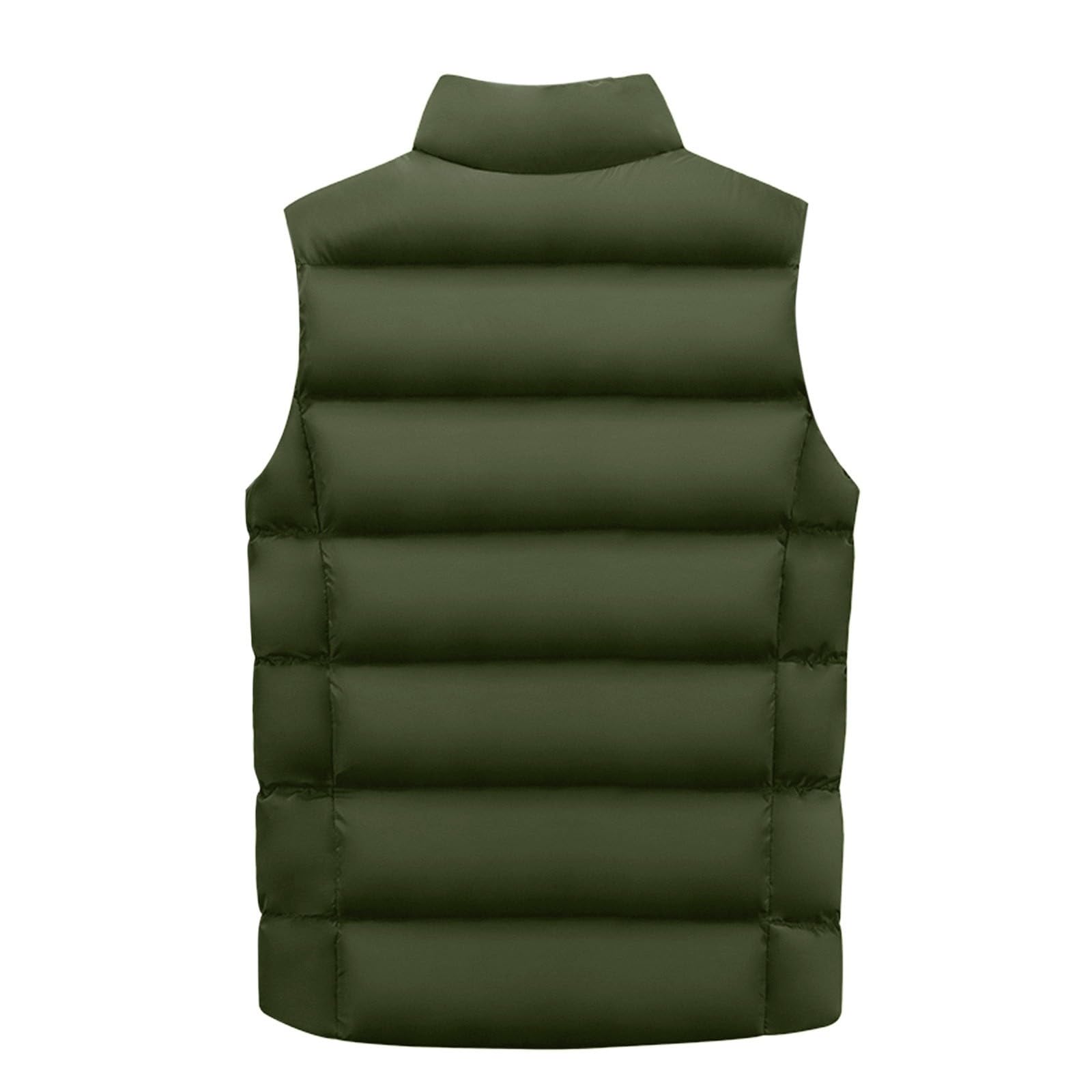Chaleco de invierno para hombre, repelente al agua, aislado, chaleco de peso medio con bolsillos delanteros ocultos con cremallera, ajuste elegante, chaleco acolchado para invierno, cuello embudo