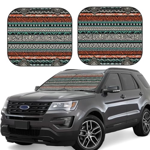 Pare-soleil de voiture pliable et universel lot de 2 imprimé tortue ethnique