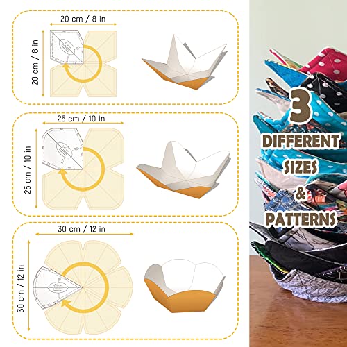 Halandar Bowl Cozy Pattern Template Cutting Ruler Set 3 Pcs 8”/10”/12” Acrylic Bowl Wrap Sewing Pattern Templates With Instruction 3 Water Soluble Pen 15 Non-Slip Mats For Hot And Cold Food Bowl Rack #TOP2