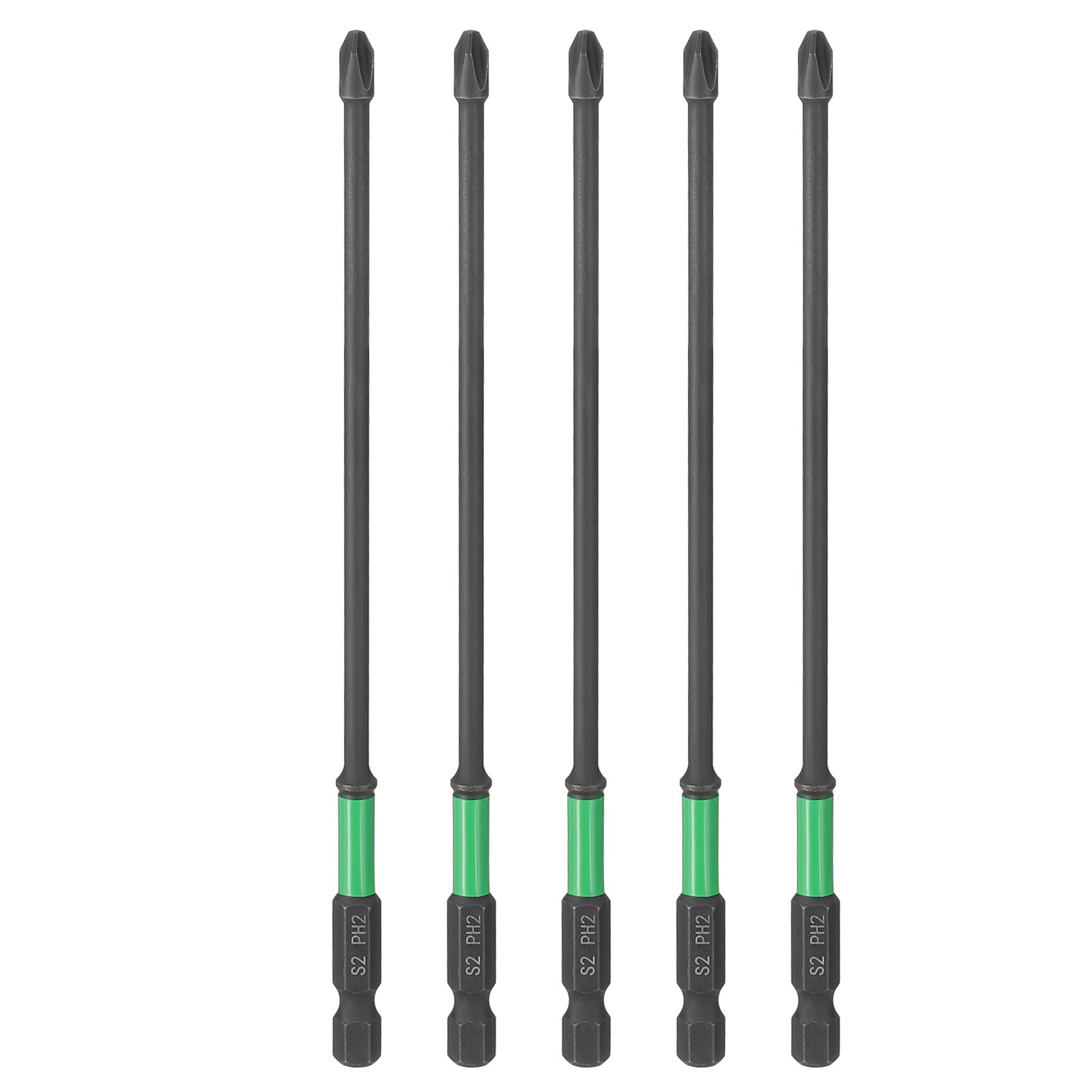 sourcing map 5pcs #2 Impact Phillips Screwdriver Bit PH2 1/4" Hex Shank 6" (150mm) Length 6mm Rod Magnetic Cross Head Drill Bits S2 Steel Industrial Screw Drivers for Impact Power Tools