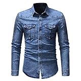 Vorteilsmerkmal: Kragen umdrehen, Langarm, Jeans, Button Up, Cosy Feeling, normale Passform, Slim Fit, weich und leicht, für alle Jahreszeiten und viele Gelegenheiten geeignet, z. B. für Freizeit-, Arbeits- oder Partyzwecke. Ein unverzichtbares Hemd Herrengarderobe.