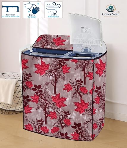 Image of Covernest Semi Automatic Washing Machine Cover, Dustproof, Compatible with 6 Kg-7.5 Kg Washing Machines (WMC-RED JHAD SEMI)