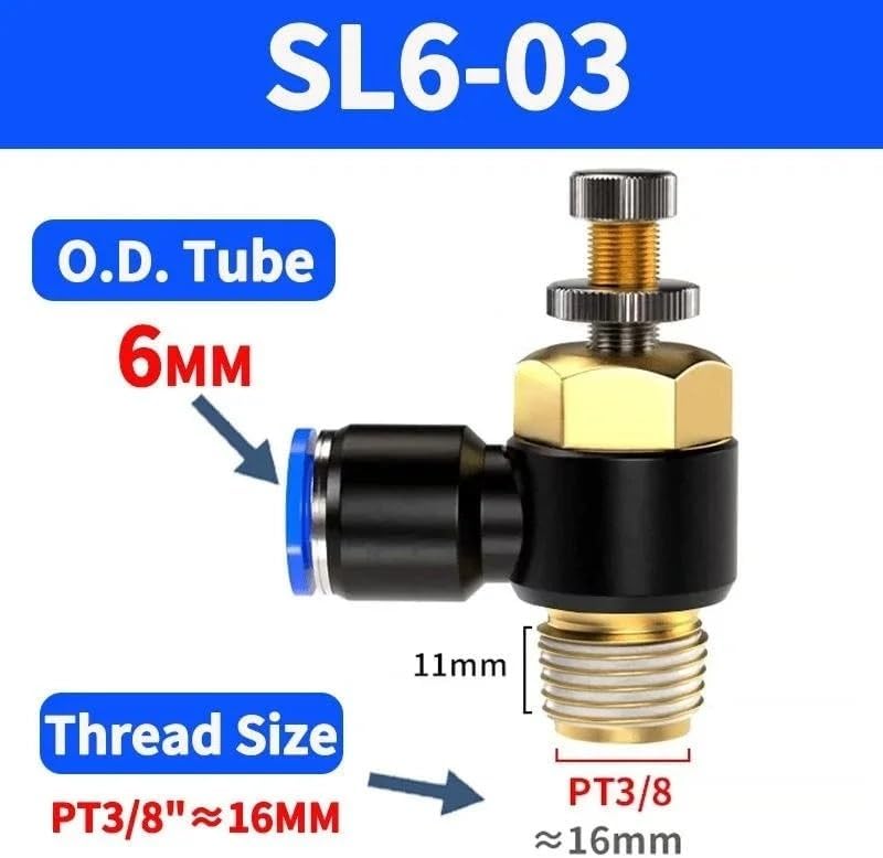Pipe Pneumatic Fitting Regulator s Pneumatic Air Flow Speed Control Quick Connector Push to Fittings(Sl6-03)