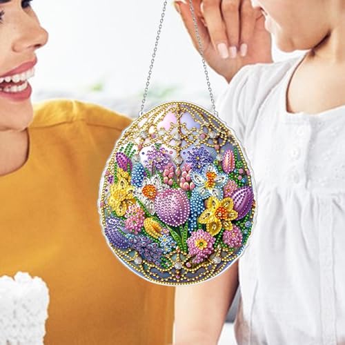 Pintura artística con diamantes de huevo de Pascua para adornos colgantes 3