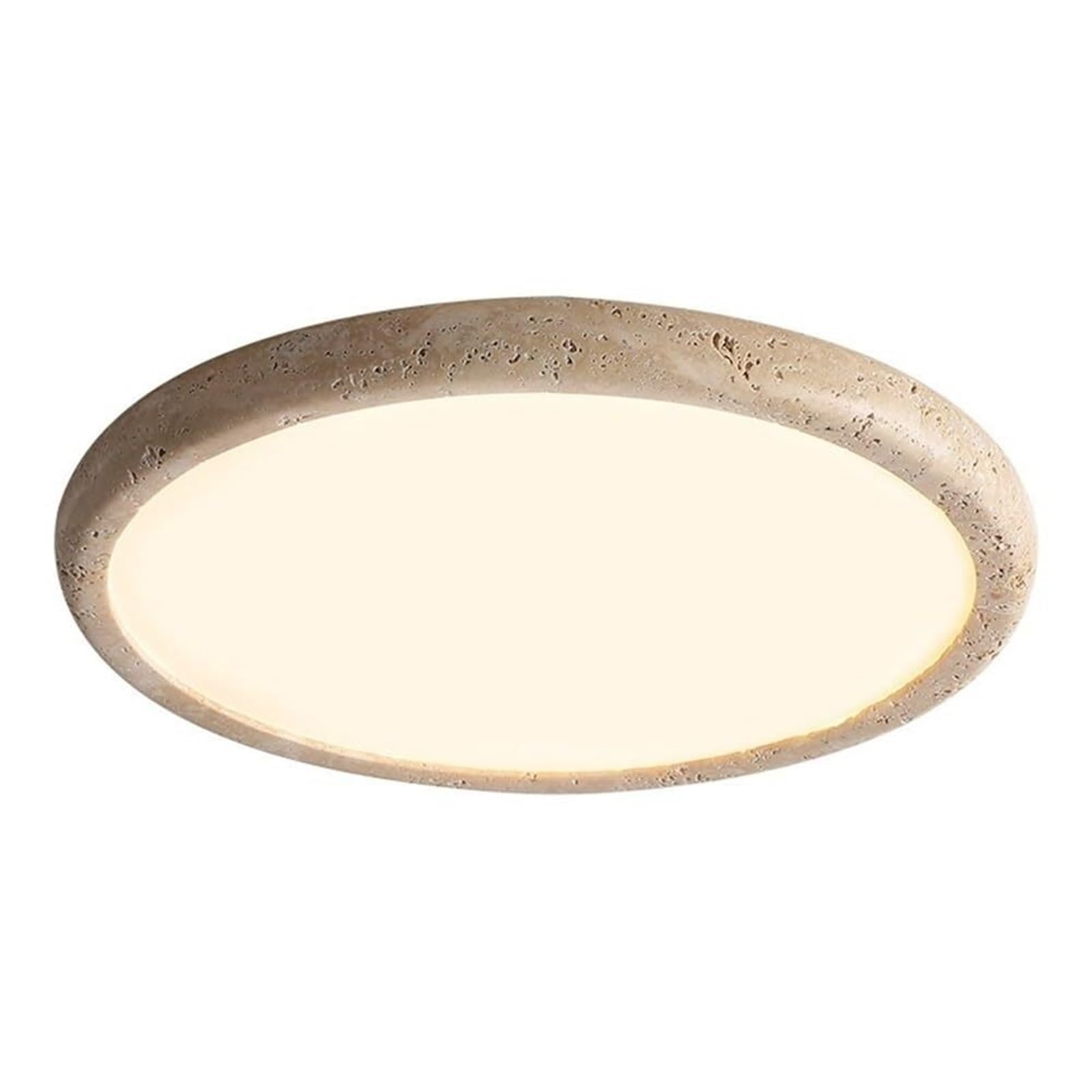KHUKHU Nordic Retro Dimmable Ceiling Lamps Mid Century Flush Mount Light Fixture Japanese Wabi-Sabi Yellow Travertine Ceiling Light Fixture for Hallway Corridor Kitchen