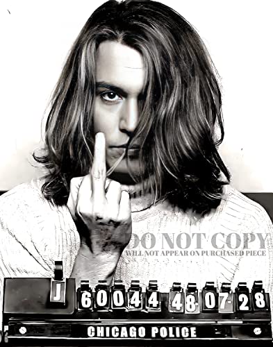 Foto de Johnny Depp de 8x10 pulgadas, retrato policial de 2001 impreso en póster para coleccionistas