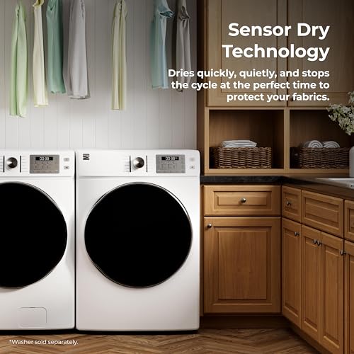 Image of Kenmore 8.0 cu. ft. Front Load Electric Dryer with Wrinkle Guard & Accela Steam to Reduce Wrinkles, Static & Odors - Smart Sensor Drying - LED - ENERGY STAR Certified - White