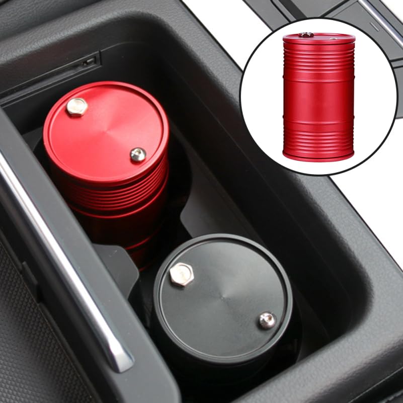 Image of Zerodeko 2pcs Holder with Lid Portable Alloy Ashtray for Car Cup Holder Lightweight and Ash Collection Tool for Home Outdoor and Travel